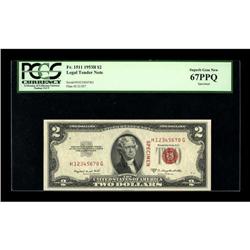 Fr. 1511 $2 1953B Legal Tender Note. PCGS Superb Gem Ne