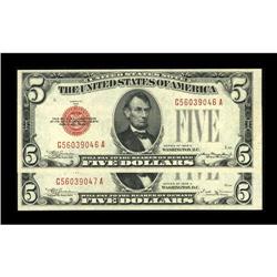 Fr. 1528/Fr. 1529 $5 1928C1928D Legal Tender Notes. Cha