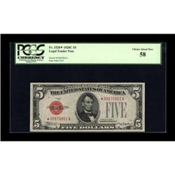 Fr. 1528* $5 1928C Legal Tender Note. PCGS Choice About