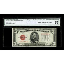 Fr. 1529 $5 1928D Legal Tender Note. CGA Gem Uncirculat