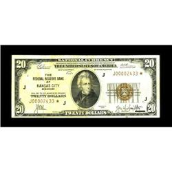 Fr. 1870-J* $20 1929 Federal Reserve Bank Note. Fine-Ve