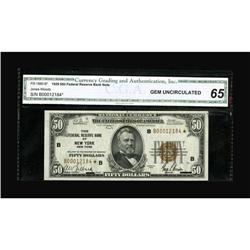 Fr. 1880-B* $50 1929 Federal Reserve Bank Note. CGA Gem