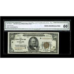 Fr. 1880-D $50 1929 Federal Reserve Bank Note. CGA Gem