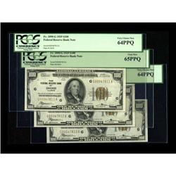 Fr. 1890-G $100 1929 Federal Reserve Bank Notes. Three