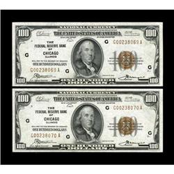Fr. 1890-G $100 1929 Federal Reserve Bank Notes. Two Co