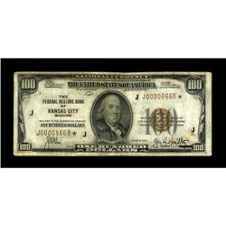 Fr. 1890-J* $100 1929 Federal Reserve Bank Note. Fine.W