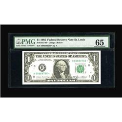 Fr. 1913-H* $1 1985 Federal Reserve Note. PMG Gem Uncir