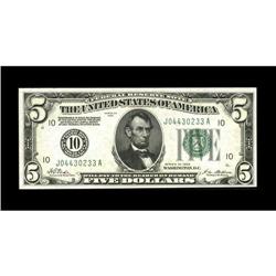 Fr. 1950-J $5 1928 Federal Reserve Note. Choice Crisp U