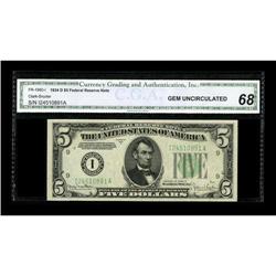 Fr. 1960-I $5 1934D Federal Reserve Note. CGA Gem Uncir