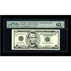Fr. 1987-J $5 1999 Federal Reserve Note. PMG Gem Uncirc