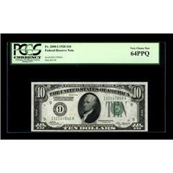 Fr. 2000-I $10 1928 Federal Reserve Note. PCGS Very Cho