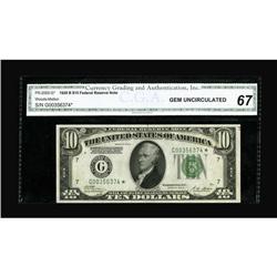 Fr. 2002-G* $10 1928B Federal Reserve Note. CGA Gem Unc