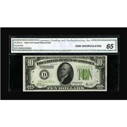 Fr. 2003-D $10 1928C Federal Reserve Note. CGA Gem Unci