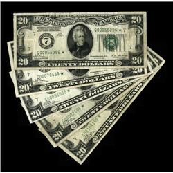 Fr. 2050-G* $20 1928 Federal Reserve Notes. Five Exampl
