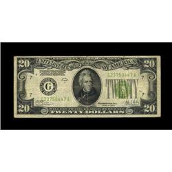 Fr. 2053-G $20 1928C Federal Reserve Note. Fine.This is