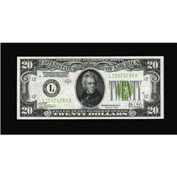 Fr. 2053-L $20 1928C Federal Reserve Note. Choice CU