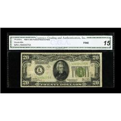 Fr. 2053-L $20 1928C Federal Reserve Note. CGA Fine 15.