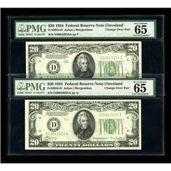 Fr. 2054-D $20 1934 Non-Mule/Mule Federal Reserve Notes