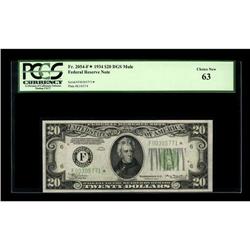 Fr. 2054-F* $20 1934 Mule DGS Federal Reserve Note. PCG