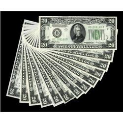 Fr. 2055-B $20 1934A Federal Reserve Notes. Eight Examp
