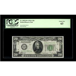 Fr. 2055-D* $20 1934A Federal Reserve Note. PCGS Choice