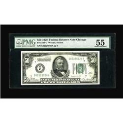 Fr. 2100-G $50 1928 Federal Reserve Note. PMG About Unc