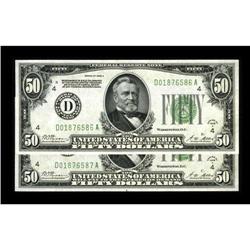 Fr. 2101-D $50 1928A Federal Reserve Notes. Two Consecu