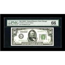 Fr. 2101-G $50 1928A Federal Reserve Note. PMG Gem Unci