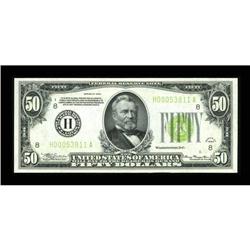 Fr. 2102-H $50 1934 Light Green Seal Federal Reserve No
