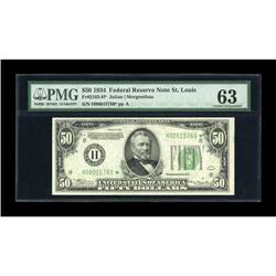 Fr. 2102-H* $50 1934 Federal Reserve Note. PMG Choice U