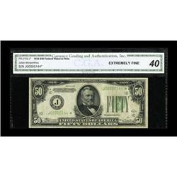Fr. 2102-J* $50 1934 Federal Reserve Note. CGA Extremel