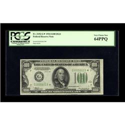 Fr. 2152-G* $100 1934 Federal Reserve Note. PCGS Very C