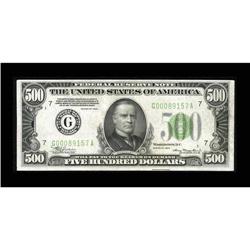 Fr. 2201-G $500 1934 Federal Reserve Note. About Uncirc