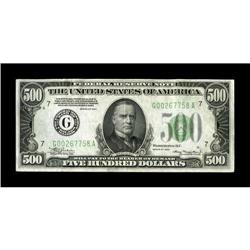 Fr. 2201-G $500 1934 Federal Reserve Note. About Uncirc