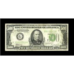 Fr. 2201-G $500 1934 Federal Reserve Note. Very Fine-Ex