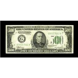 Fr. 2201-G $500 1934 Federal Reserve Note. Very Fine+.S