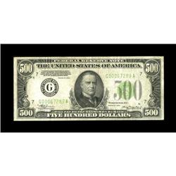 Fr. 2201-G $500 1934 Light Green Seal Federal Reserve N
