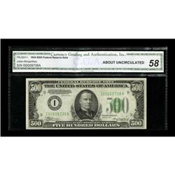 Fr. 2201-I $500 1934 Federal Reserve Note. CGA About Un