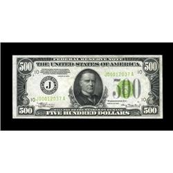 Fr. 2201-J $500 1934 Light Green Seal Federal Reserve N
