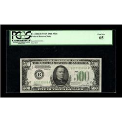 Fr. 2202-B $500 1934A Federal Reserve Note. PCGS Gem Ne