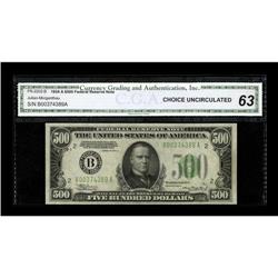 Fr. 2202-B $500 1934A Federal Reserve Note. CGA Choice