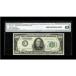 Fr. 2202-C $500 1934A Federal Reserve Note. CGA Gem Unc