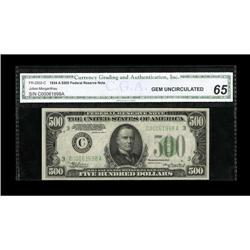 Fr. 2202-C $500 1934A Federal Reserve Note. CGA Gem Unc
