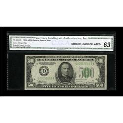 Fr. 2202-D $500 1934A Federal Reserve Note. CGA Choice