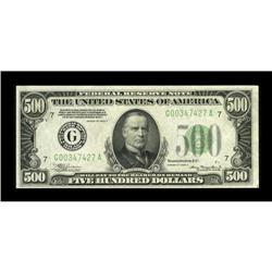 Fr. 2202-G $500 1934A Federal Reserve Note. Choice Cris