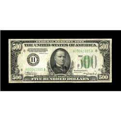 Fr. 2202-H $500 1934A Federal Reserve Note. Very Fine+.