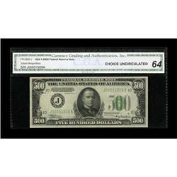 Fr. 2202-J $500 1934A Federal Reserve Note. CGA Choice