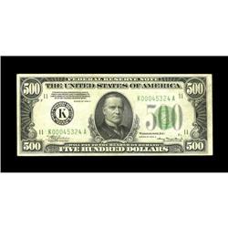 Fr. 2202-K $500 1934A Federal Reserve Note. Extremely F