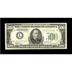 Fr. 2202-L $500 1934A Federal Reserve Note. Fine-Very F