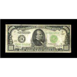 Fr. 2211-B $1000 1934 Federal Reserve Note. Fine-Very F